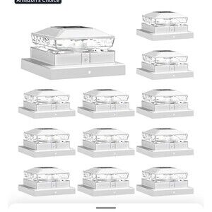 New White Solar Fence Post Lights 8 Pack Post Caps